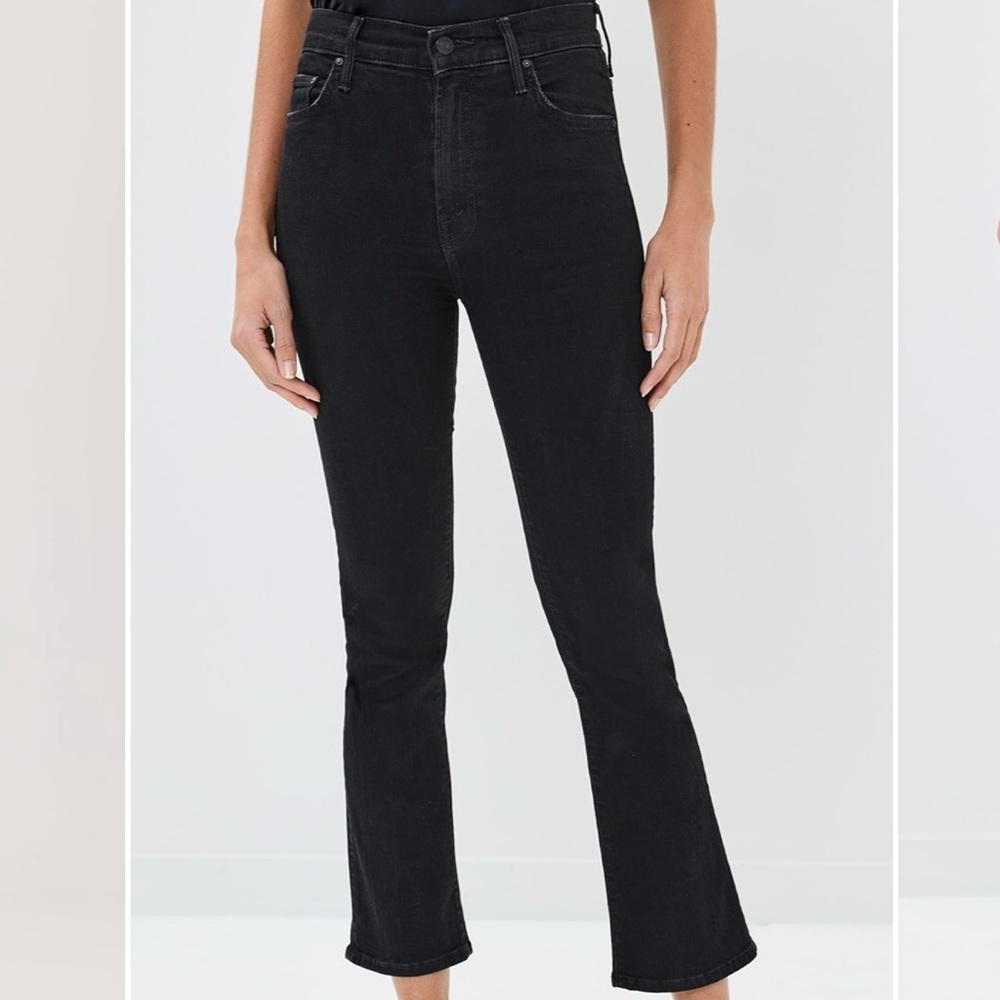 MOTHER Black Denim Insider Crop Jeans